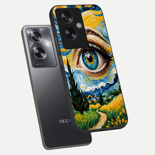  Van Gogh Eye phone case For Oppo A79 showing premium glass back cover with detailed artwork