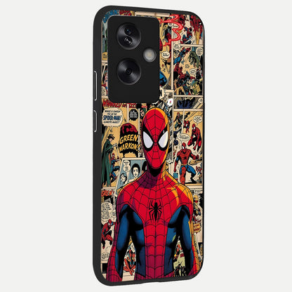  Aesthetic Spider back cover For Oppo A79 slim fit glass case with vibrant aesthetic design