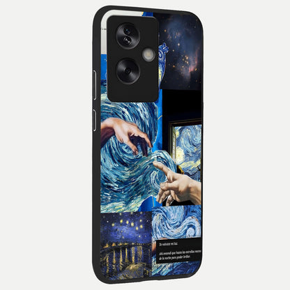  Aesthetic Vando Hands back cover For Oppo A79 slim fit glass case with vibrant aesthetic design