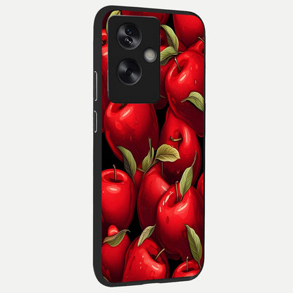  Apple Pattern back cover For Oppo A79 slim fit glass case with vibrant aesthetic design