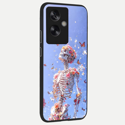  Bloom Beyond Bones back cover For Oppo A79 slim fit glass case with vibrant aesthetic design