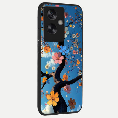  Blossom Dream Sky back cover For Oppo A79 slim fit glass case with vibrant aesthetic design