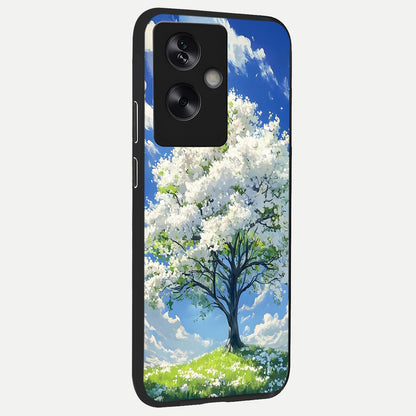  Blossom Sky Serenity back cover For Oppo A79 slim fit glass case with vibrant aesthetic design