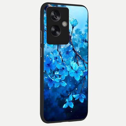  Blue Blossoms Branch back cover For Oppo A79 slim fit glass case with vibrant aesthetic design