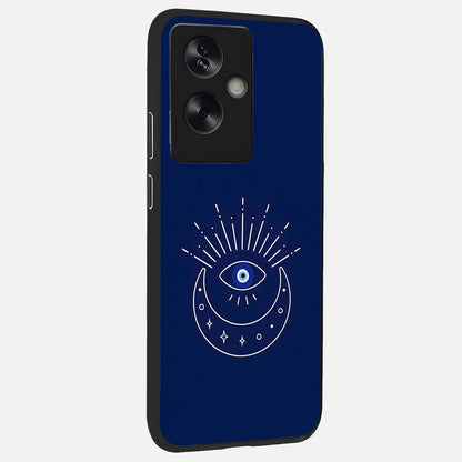  Blue Evil Eye back cover For Oppo A79 slim fit glass case with vibrant aesthetic design