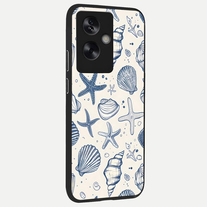  Blue Ocean Outline back cover For Oppo A79 slim fit glass case with vibrant aesthetic design