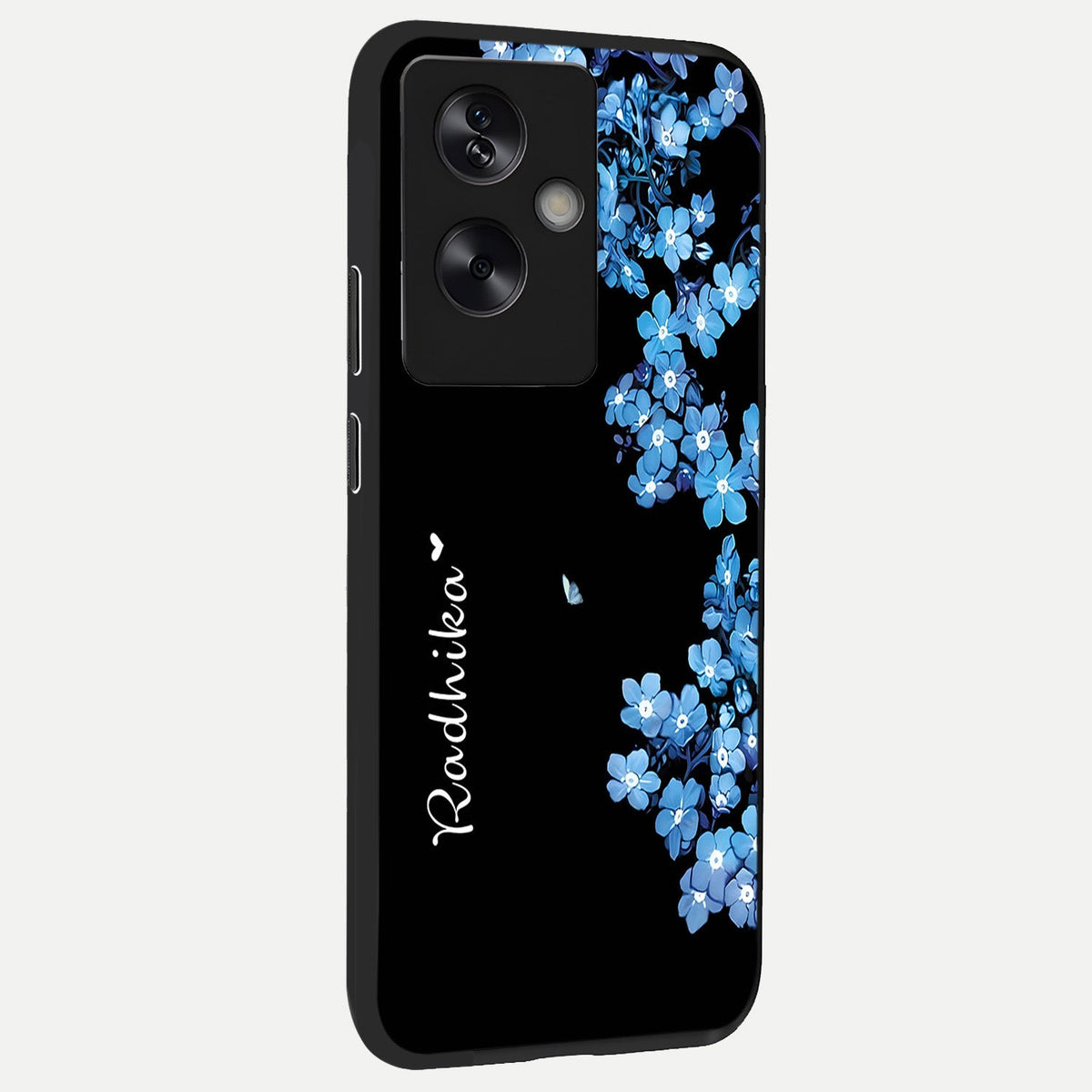  Blue Petal Dream Custom Name back cover For Oppo A79 slim fit glass case with vibrant aesthetic design