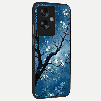  Blue Tree Serenity back cover For Oppo A79 slim fit glass case with vibrant aesthetic design