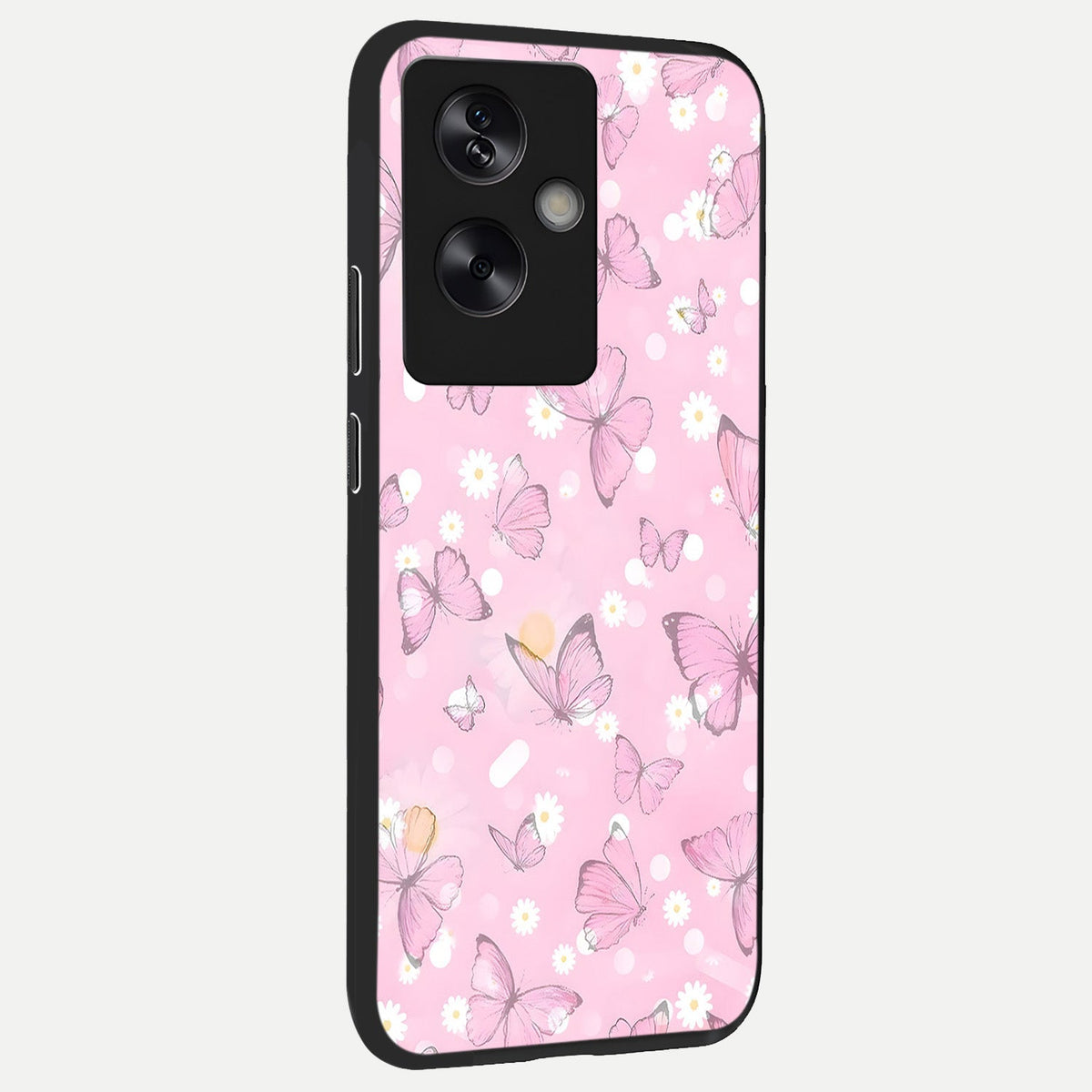  Blush Butterfly Garden back cover For Oppo A79 slim fit glass case with vibrant aesthetic design
