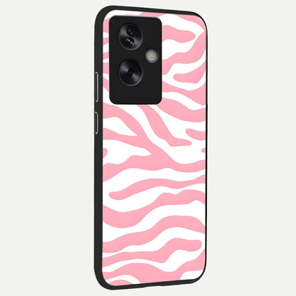  Blush Zebra Flow back cover For Oppo A79 slim fit glass case with vibrant aesthetic design