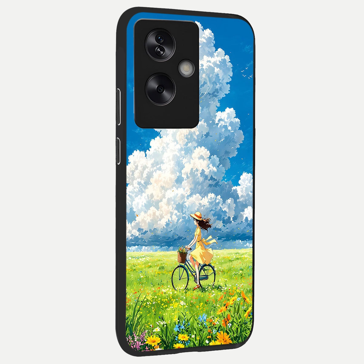  Breezy Meadow Ride back cover For Oppo A79 slim fit glass case with vibrant aesthetic design