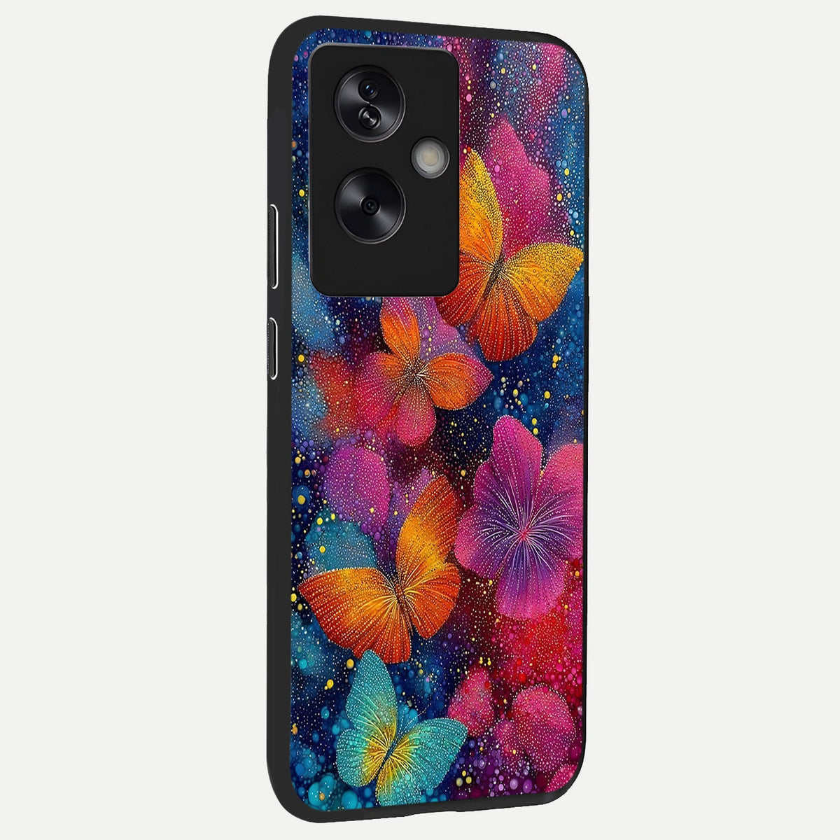  Butterfly Dream Mist back cover For Oppo A79 slim fit glass case with vibrant aesthetic design
