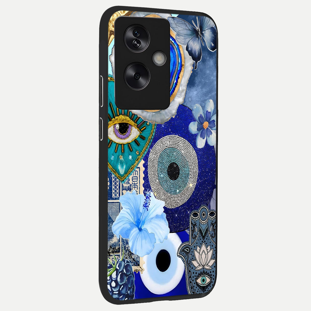 Celestial Blue Vision back cover For Oppo A79 slim fit glass case with vibrant aesthetic design