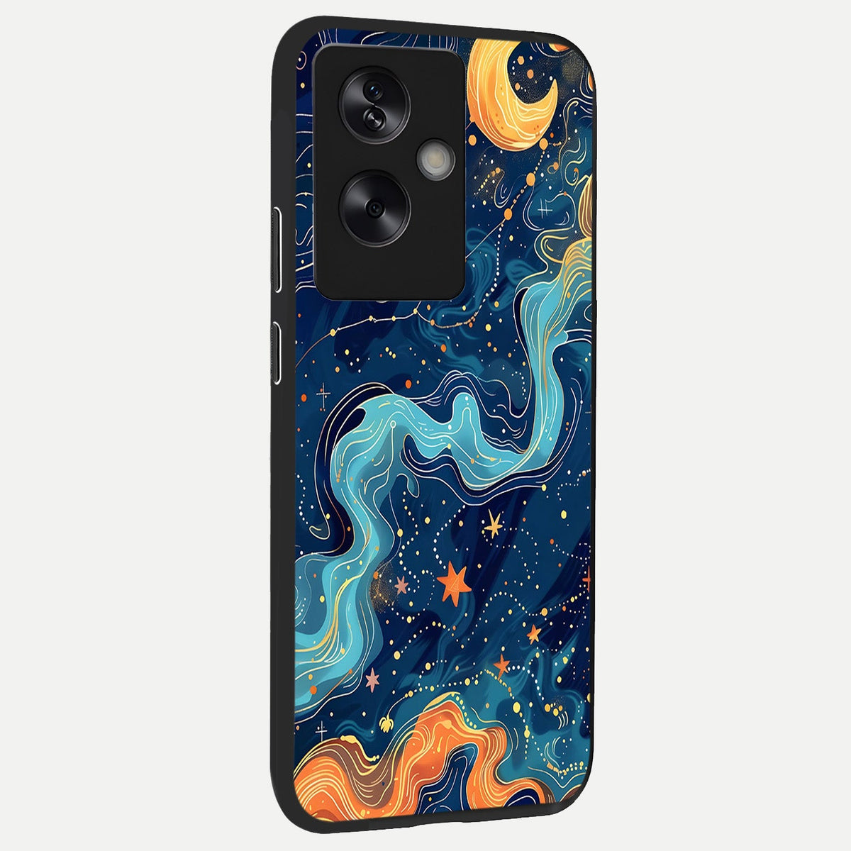 Celestial Dream Flow back cover For Oppo A79 slim fit glass case with vibrant aesthetic design