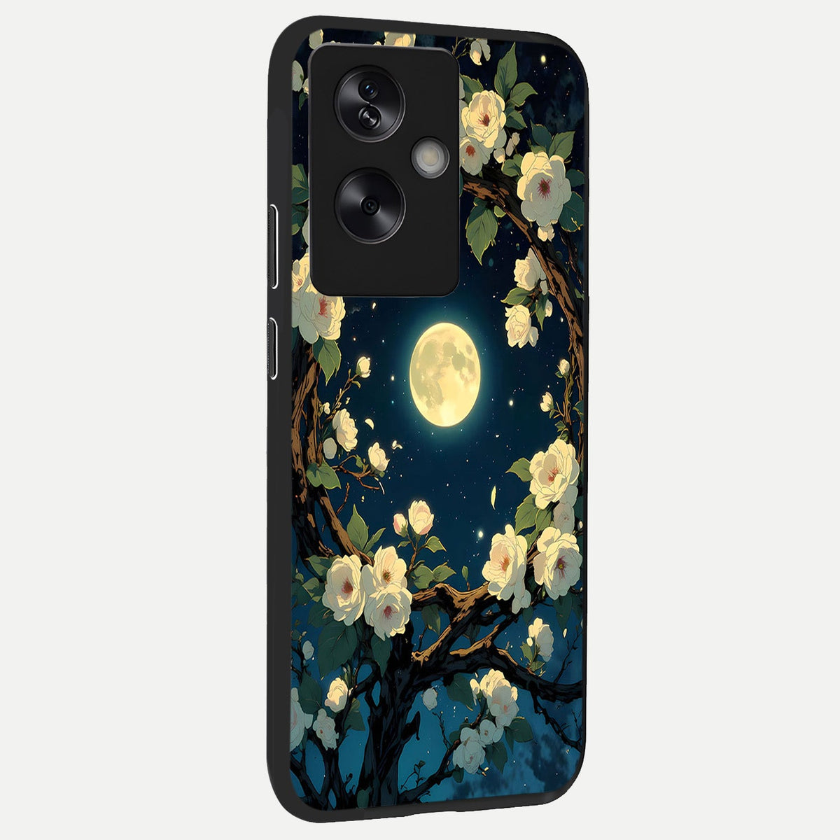  Celestial Moon And Flower back cover For Oppo A79 slim fit glass case with vibrant aesthetic design