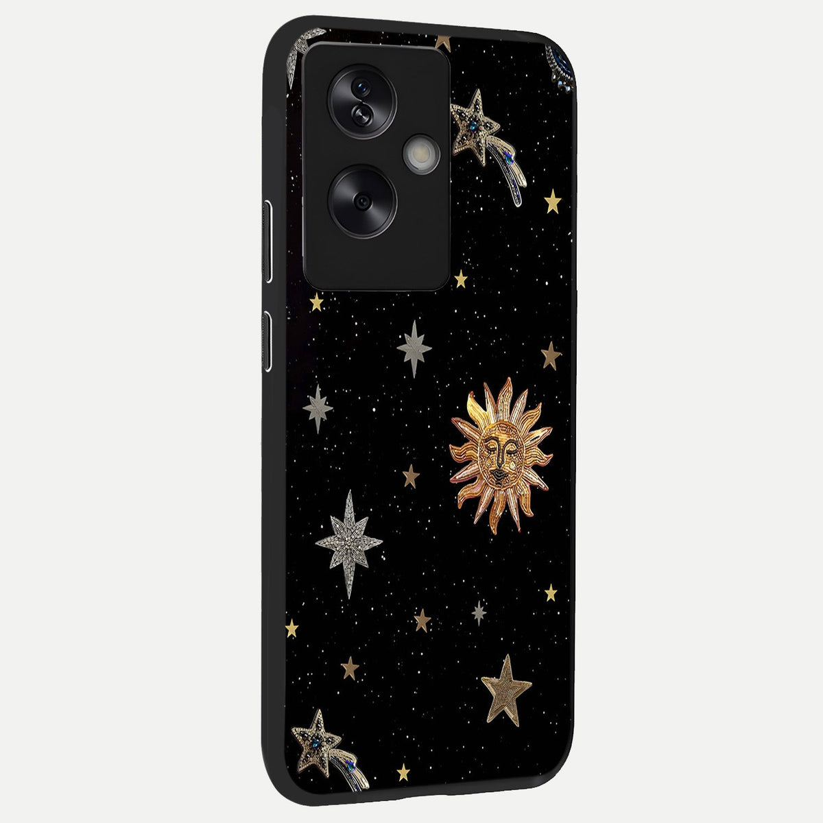  Celestial Moon With Stars back cover For Oppo A79 slim fit glass case with vibrant aesthetic design