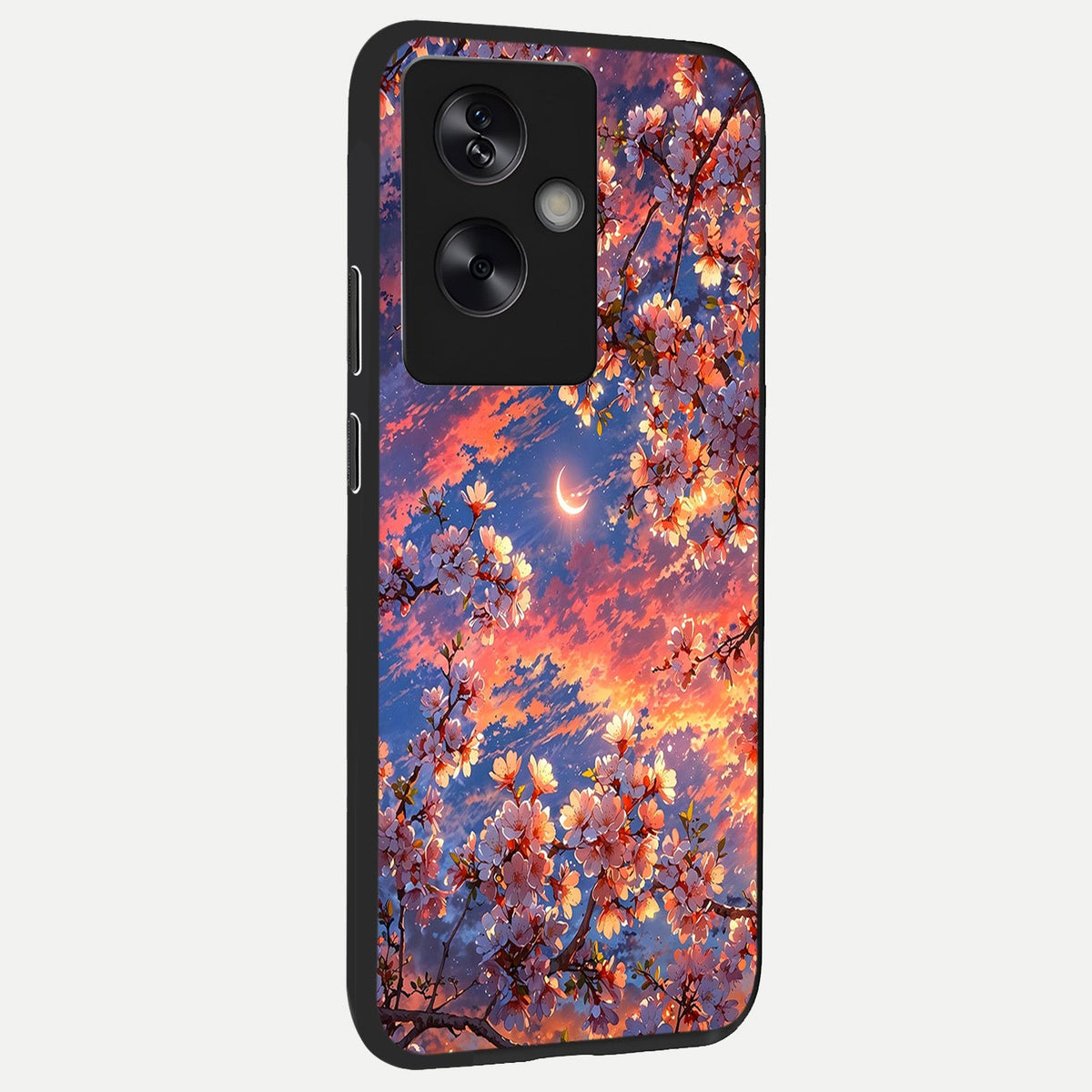  Celestial Sakura Sunset back cover For Oppo A79 slim fit glass case with vibrant aesthetic design