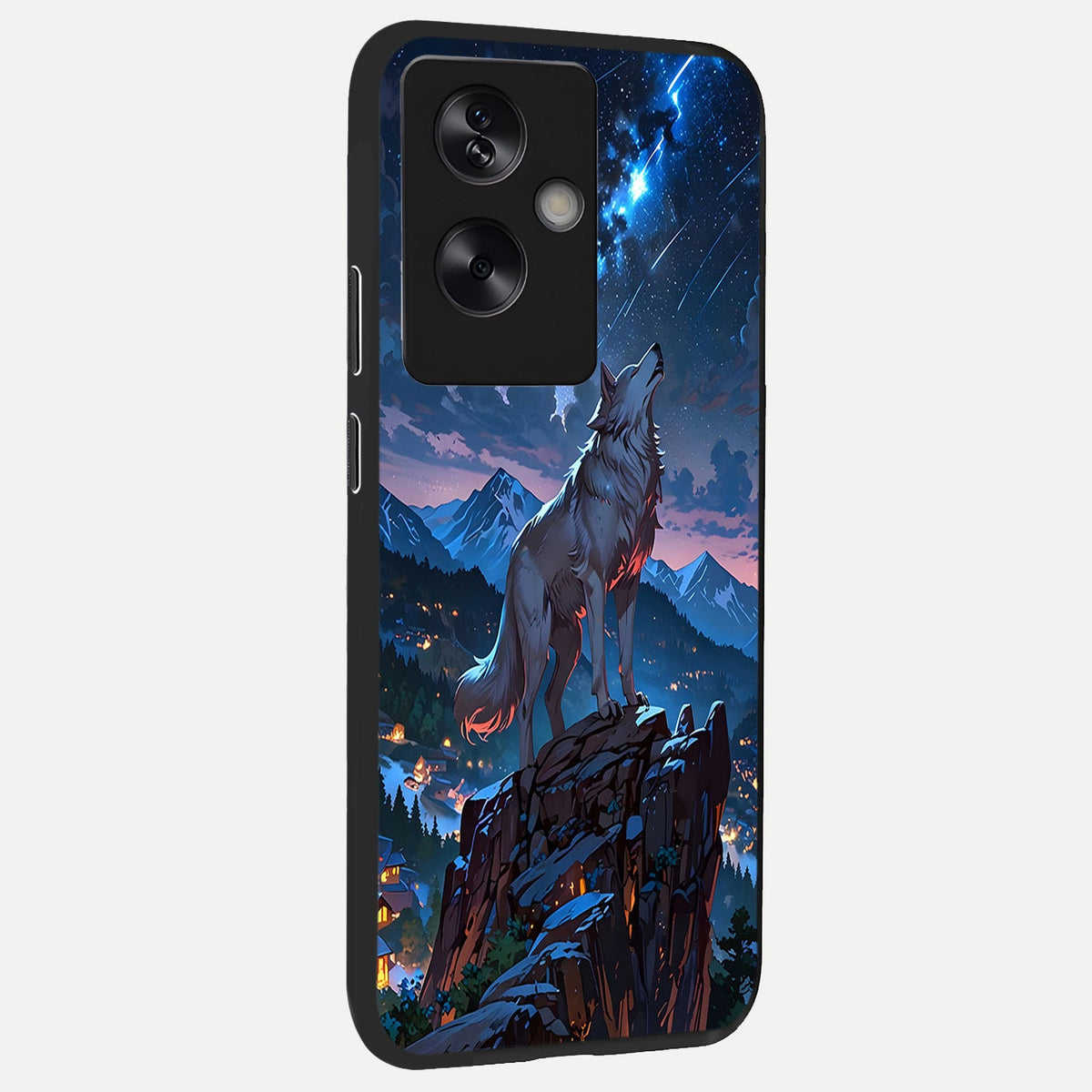  Celestial Wolf Howl back cover For Oppo A79 slim fit glass case with vibrant aesthetic design