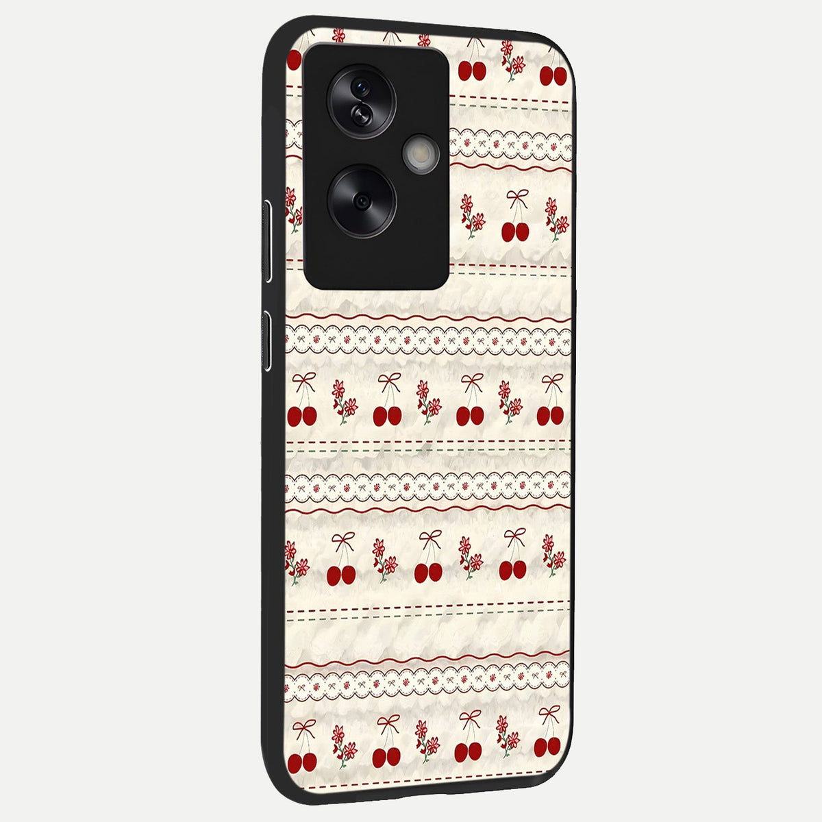  Cherry Bloom Charm back cover For Oppo A79 slim fit glass case with vibrant aesthetic design