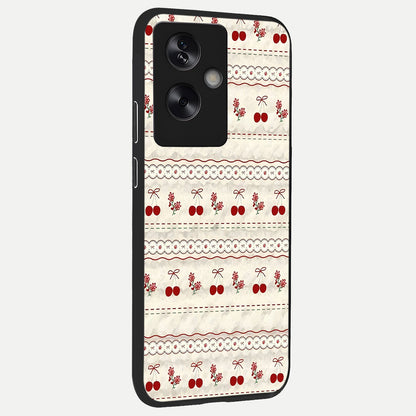  Cherry Bloom Charm back cover For Oppo A79 slim fit glass case with vibrant aesthetic design