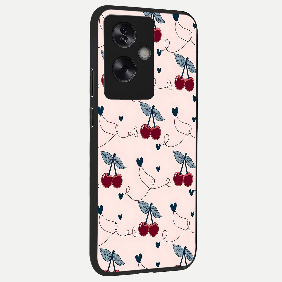  Cherry Heart Line back cover For Oppo A79 slim fit glass case with vibrant aesthetic design