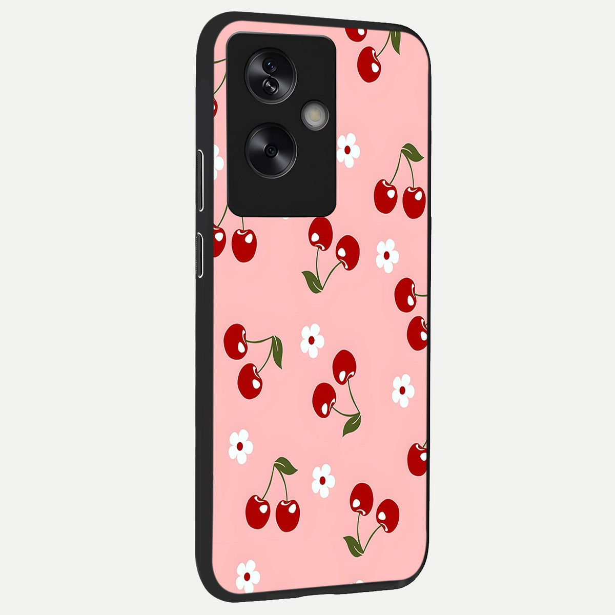  Cherry Love Mood back cover For Oppo A79 slim fit glass case with vibrant aesthetic design