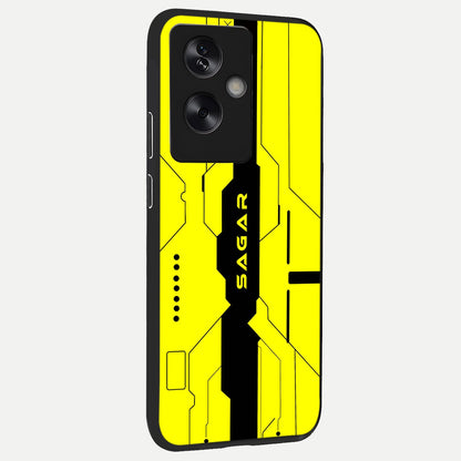  Circuit CYBERPUNK Custom Name back cover For Oppo A79 slim fit glass case with vibrant aesthetic design