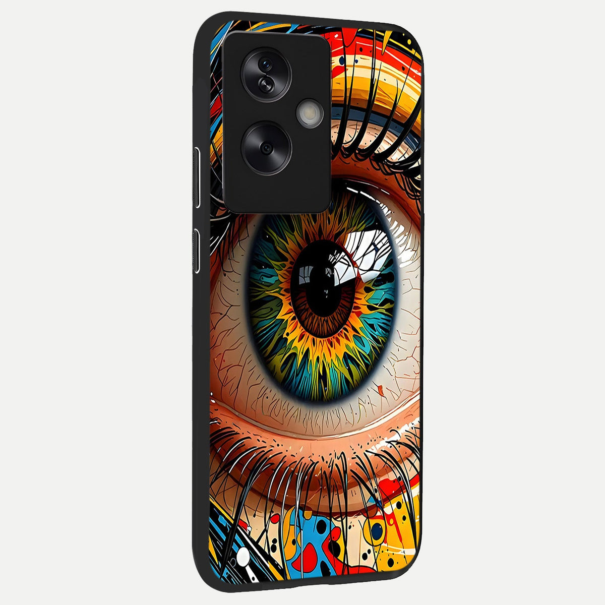  Colorful Eye back cover For Oppo A79 slim fit glass case with vibrant aesthetic design