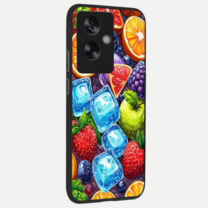  Colorful Fruits with Ice back cover For Oppo A79 slim fit glass case with vibrant aesthetic design