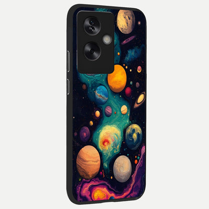  Cosmic Planet Journey back cover For Oppo A79 slim fit glass case with vibrant aesthetic design