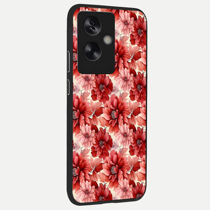  Crimson Love Petals back cover For Oppo A79 slim fit glass case with vibrant aesthetic design