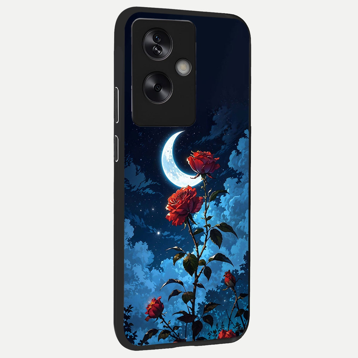  Crimson Rose Moon back cover For Oppo A79 slim fit glass case with vibrant aesthetic design