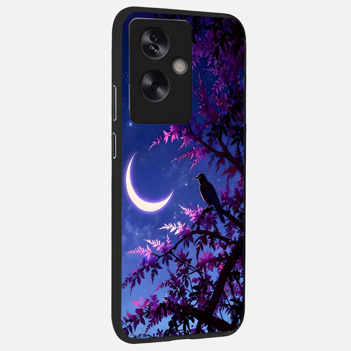  Crow And Moon Scenery back cover For Oppo A79 slim fit glass case with vibrant aesthetic design