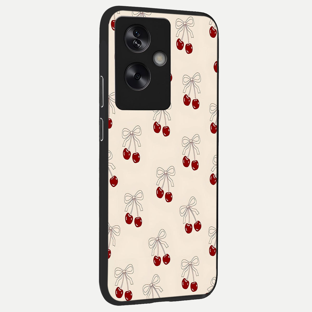  Cute Cherry Pattern back cover For Oppo A79 slim fit glass case with vibrant aesthetic design