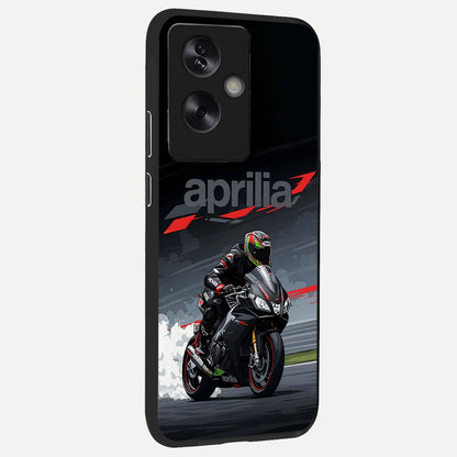 Dark Aprilla back cover For Oppo A79 slim fit glass case with vibrant aesthetic design