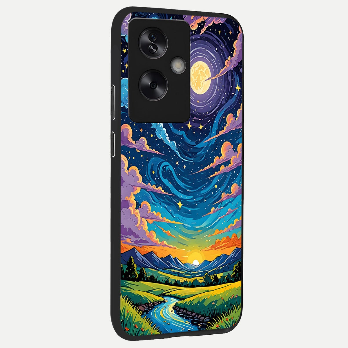  Dreamy Night Landscape back cover For Oppo A79 slim fit glass case with vibrant aesthetic design