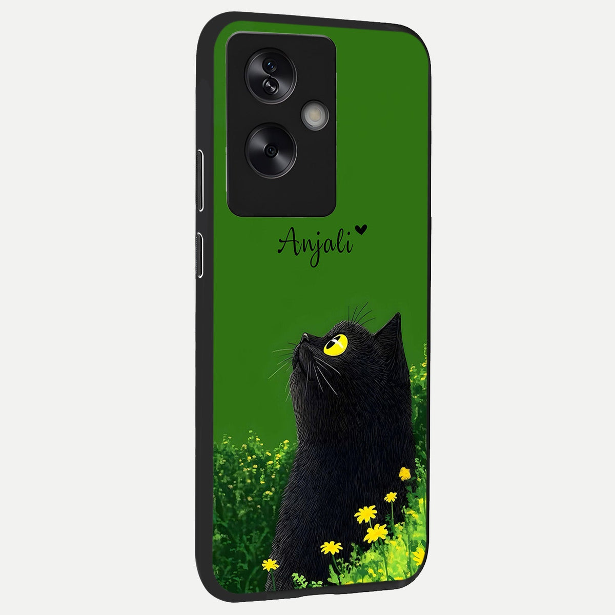  Emerald Cat Custom Name back cover For Oppo A79 slim fit glass case with vibrant aesthetic design