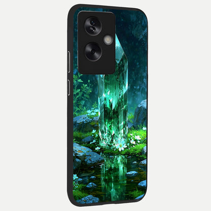  Emerald Light Crystal back cover For Oppo A79 slim fit glass case with vibrant aesthetic design