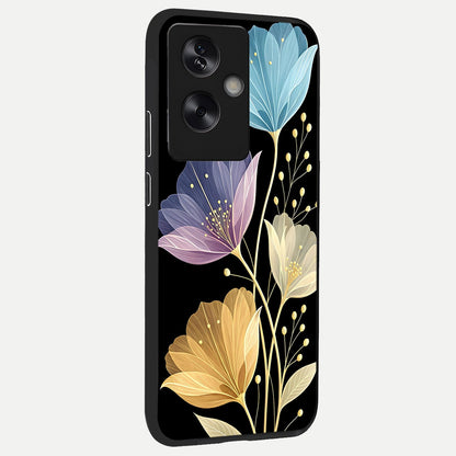  Flower Bloom Glow back cover For Oppo A79 slim fit glass case with vibrant aesthetic design