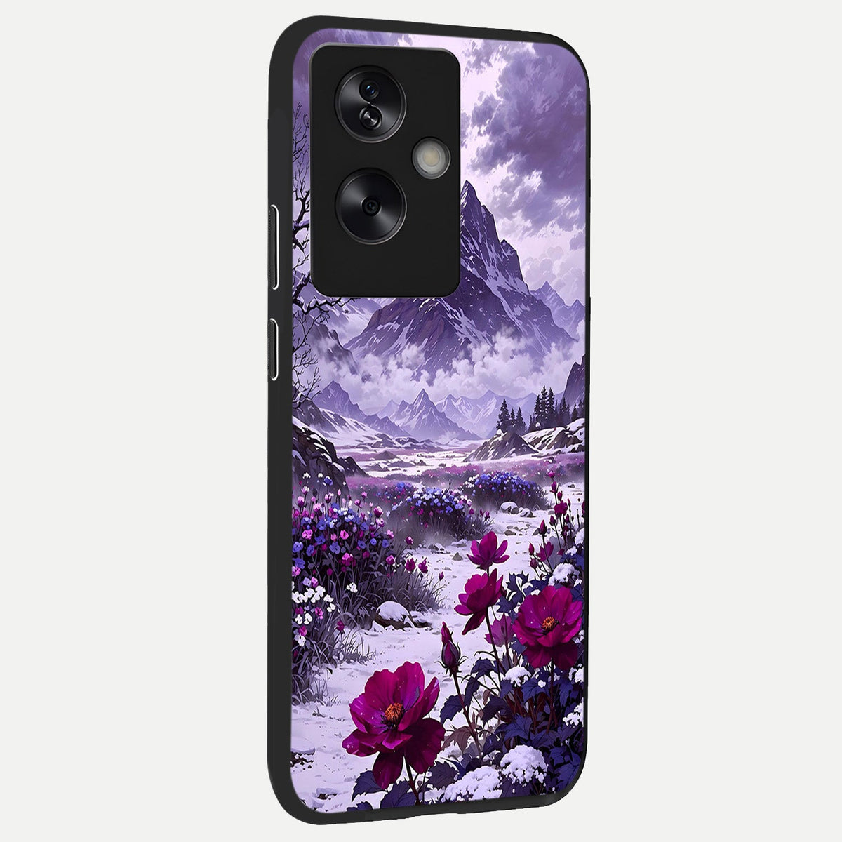  Flower Mountain View back cover For Oppo A79 slim fit glass case with vibrant aesthetic design