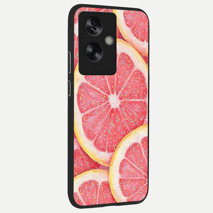  Glitter Grapefruit back cover For Oppo A79 slim fit glass case with vibrant aesthetic design
