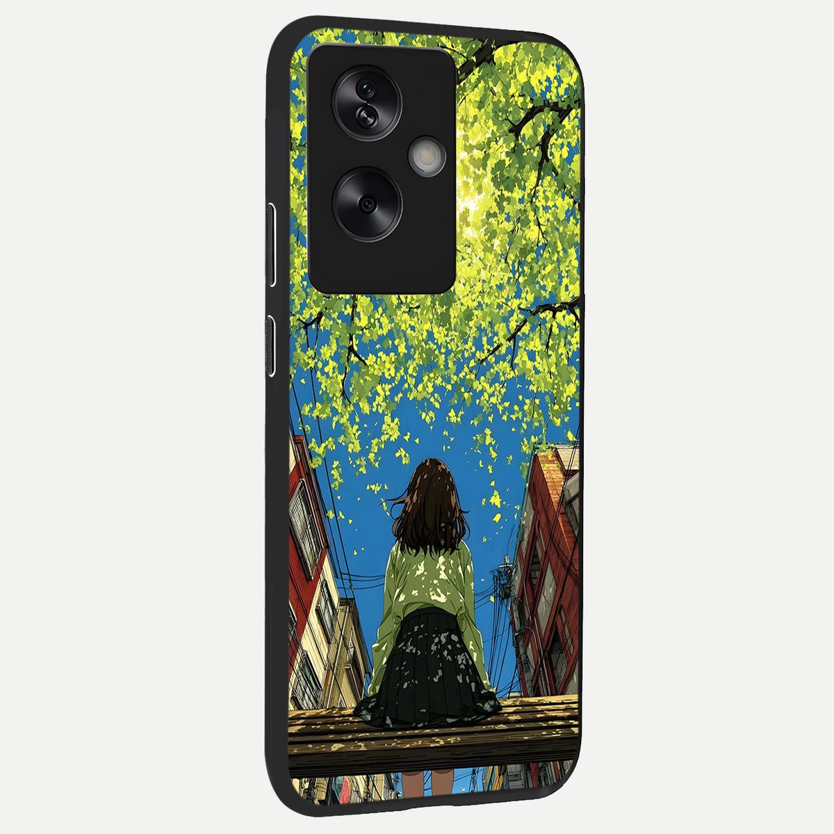  Golden Leaves Glow back cover For Oppo A79 slim fit glass case with vibrant aesthetic design