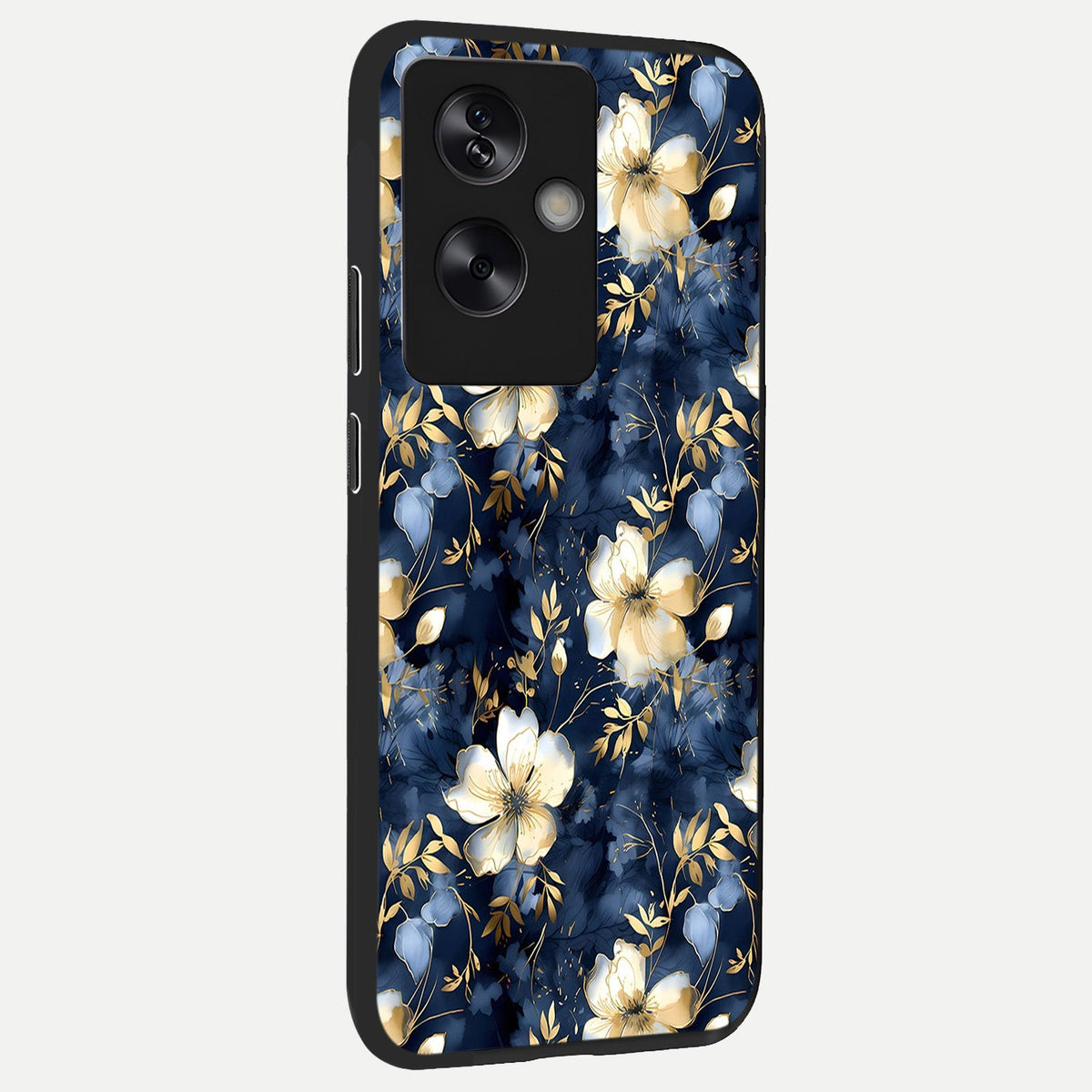  Golden Midnight Bloom back cover For Oppo A79 slim fit glass case with vibrant aesthetic design