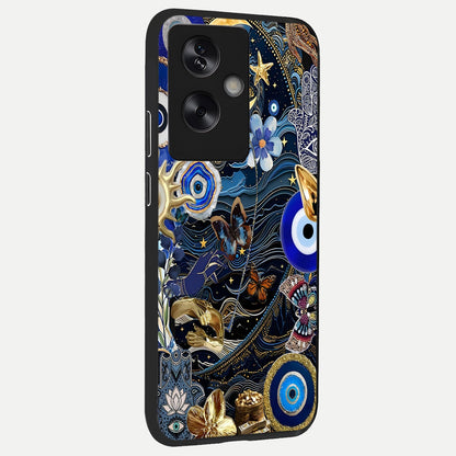  Golden Moon Magic back cover For Oppo A79 slim fit glass case with vibrant aesthetic design