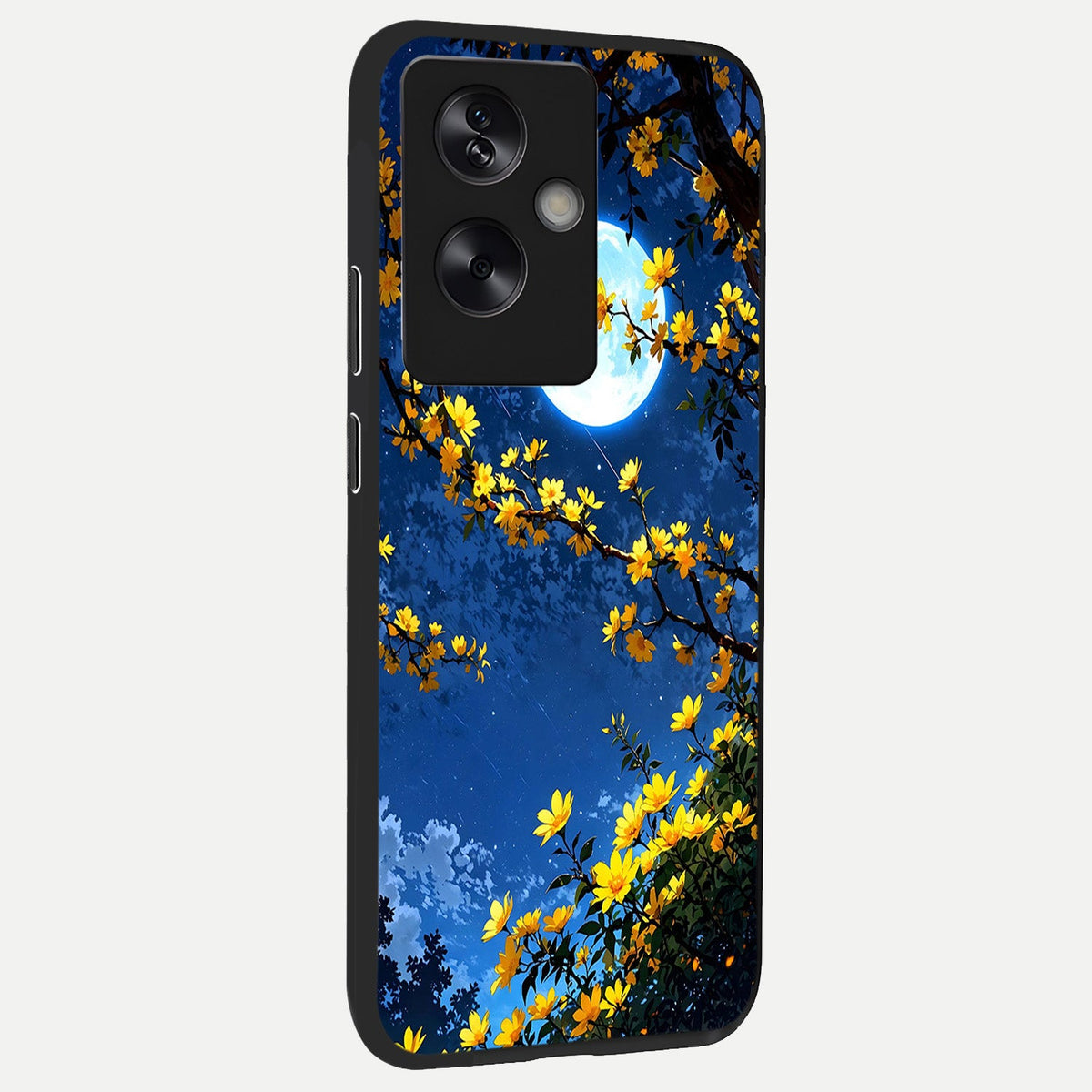  Golden Night Glow back cover For Oppo A79 slim fit glass case with vibrant aesthetic design
