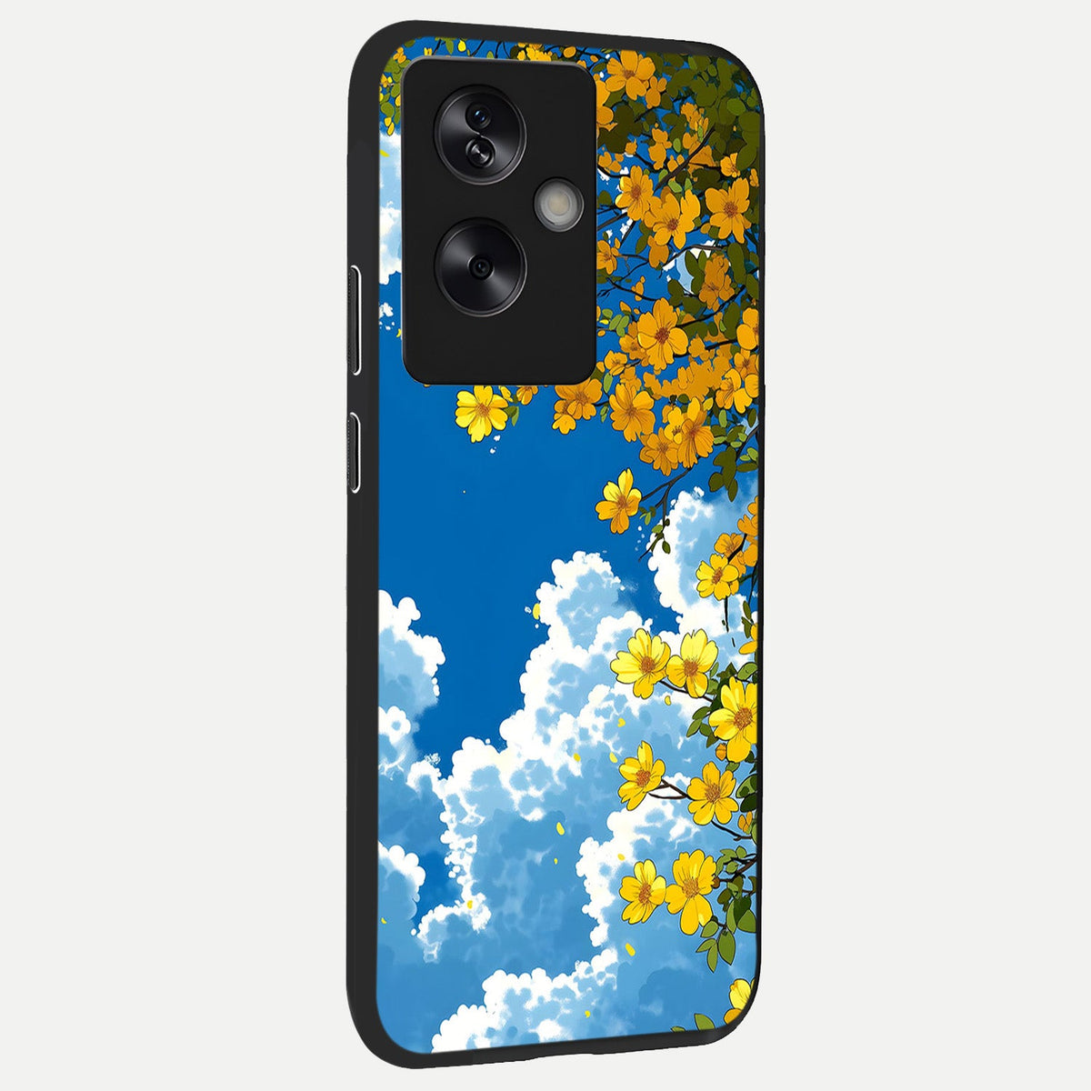  Golden Petal Sky back cover For Oppo A79 slim fit glass case with vibrant aesthetic design