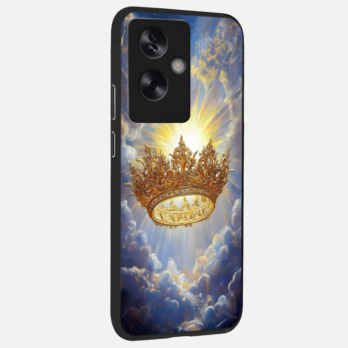  Heavenly Crown Light back cover For Oppo A79 slim fit glass case with vibrant aesthetic design