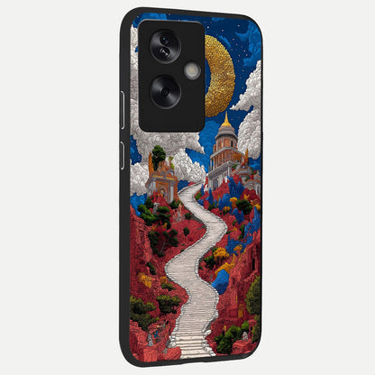  Heavenly Moon Path back cover For Oppo A79 slim fit glass case with vibrant aesthetic design