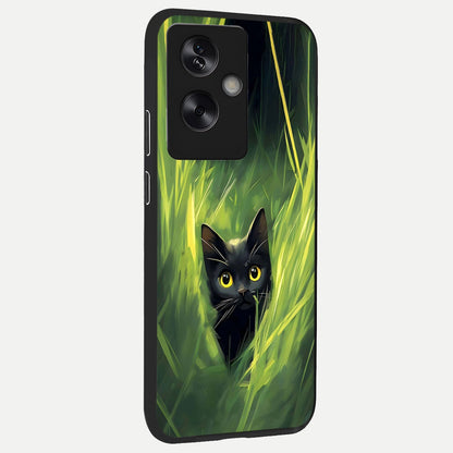  Hidden Cat Whisper back cover For Oppo A79 slim fit glass case with vibrant aesthetic design