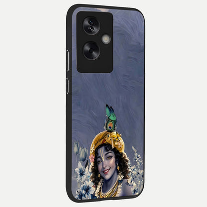  Lord Krishna back cover For Oppo A79 slim fit glass case with vibrant aesthetic design